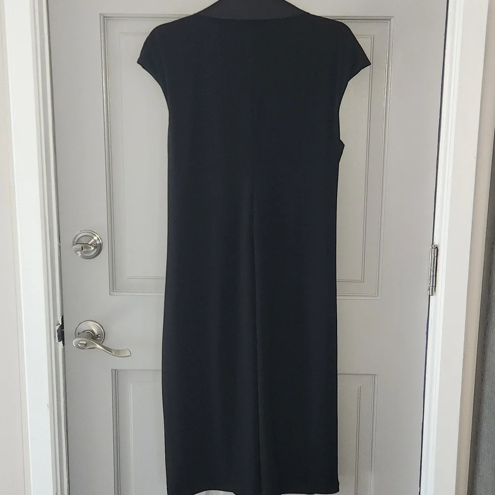 American Living Black Ruched Asymmetrical "Tuxedo" Dress Sz. 16 - Picture 6 of 10